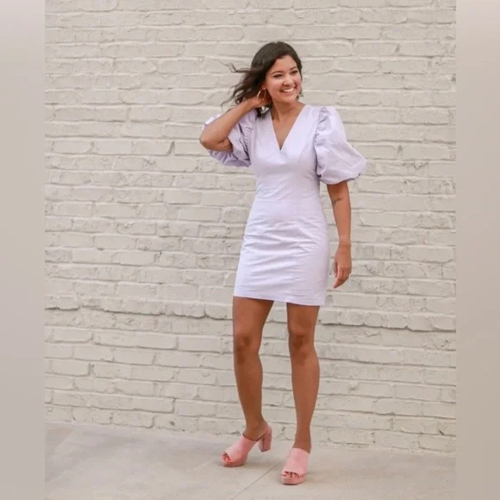 Endless Rose Puff Sleeve Pastel Purple Mini Dress